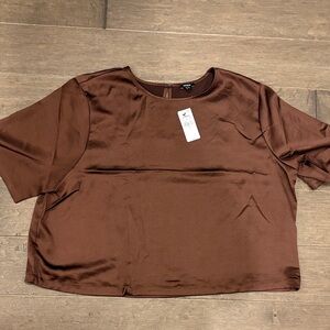 Express Chocolate Brown Satin Blouse